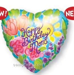 18" Happy Birthday Mom Heart Balloon