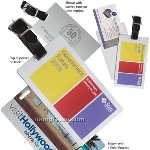 Brushed Aluminum Slip-in Pocket Luggage Tag (Screen Printed)