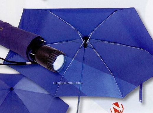 Manual Mini Umbrella W/ 6 LED Flashlight Integrated Handle