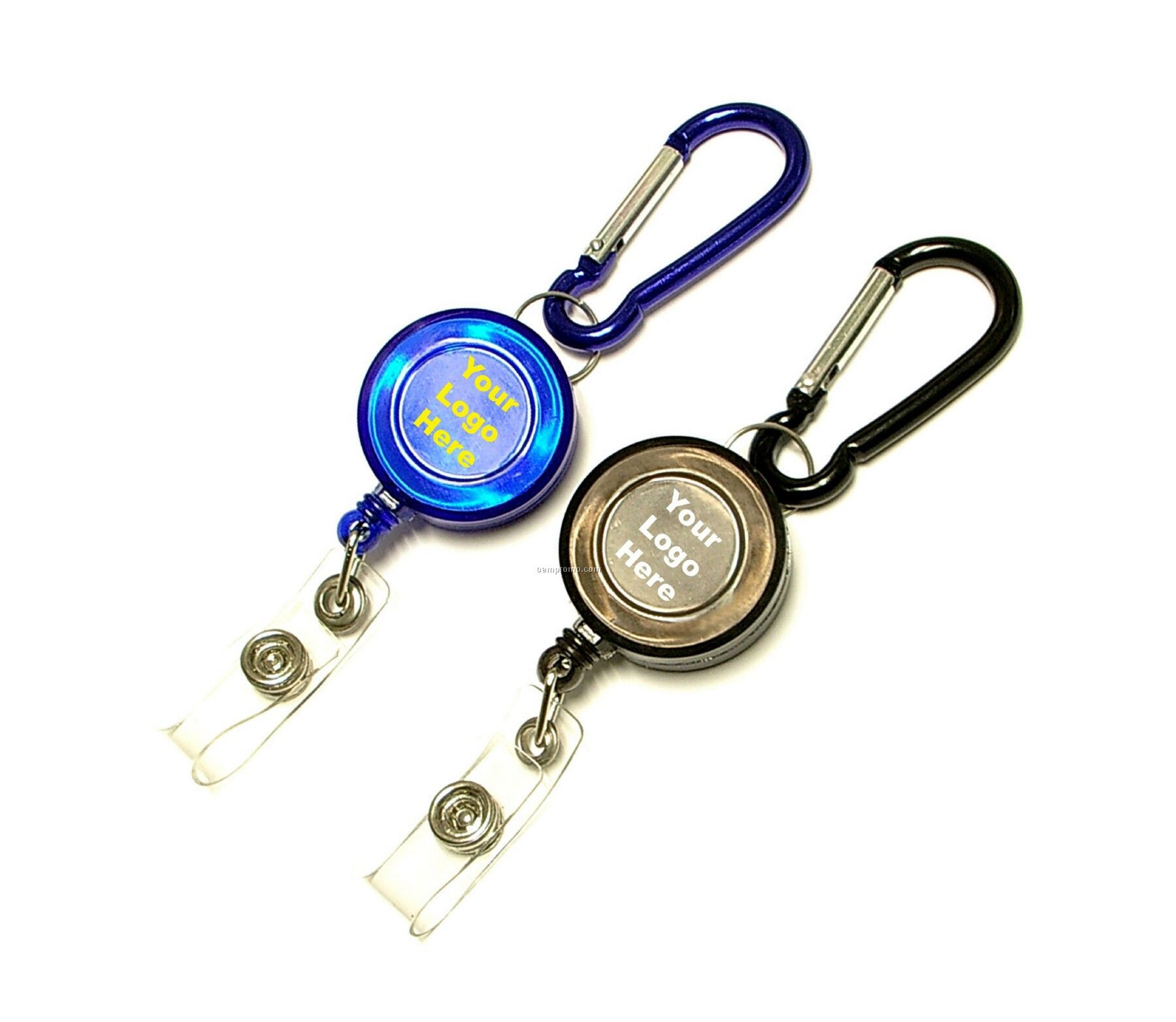 Round Retractable Badge Holder With Carabiner