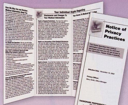 Tri-folded Notice Of Privacy Practices