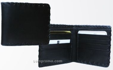 Men's Medium Brown Stone Wash Cowhide Wallet W/ Side Stitching