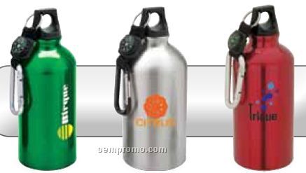 500 Ml. Aluminum Sport Flask II W/ Compass & Carabiner