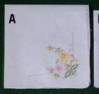 12" Ladies White Embroidered Handkerchief W/Small Pink & Yellow Flowers