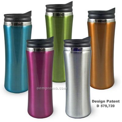 14 Oz. Stainless Tumbler W/Plastic Liner And Lid