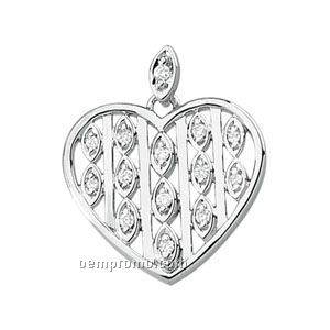 14kw 1/10 Ct Tw Diamond Heart Pendant