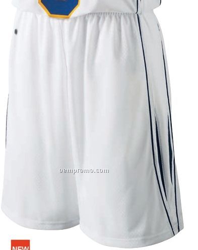 Ladies Piketon Polyester Mesh Basketball Shorts W/ Contrast Trim (White)