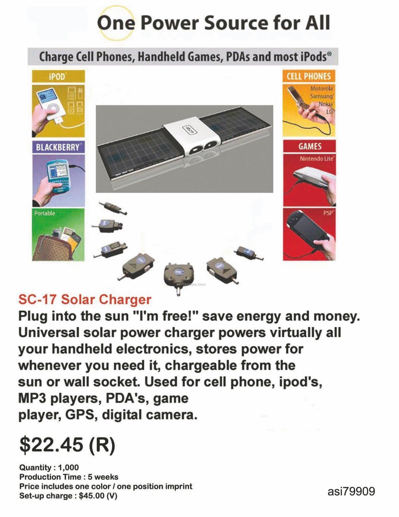 Solar Charger For Iphone, Ipod, Blackberry, Android