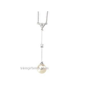 14kw Freshwater Cultured Pearl And Diamond Necklace