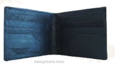 Black Cowhide Slim Fold Wallet W/ 8 Credit Card Pockets
