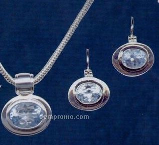 Sterling Silver And Blue Topaz Earring And Necklace Set