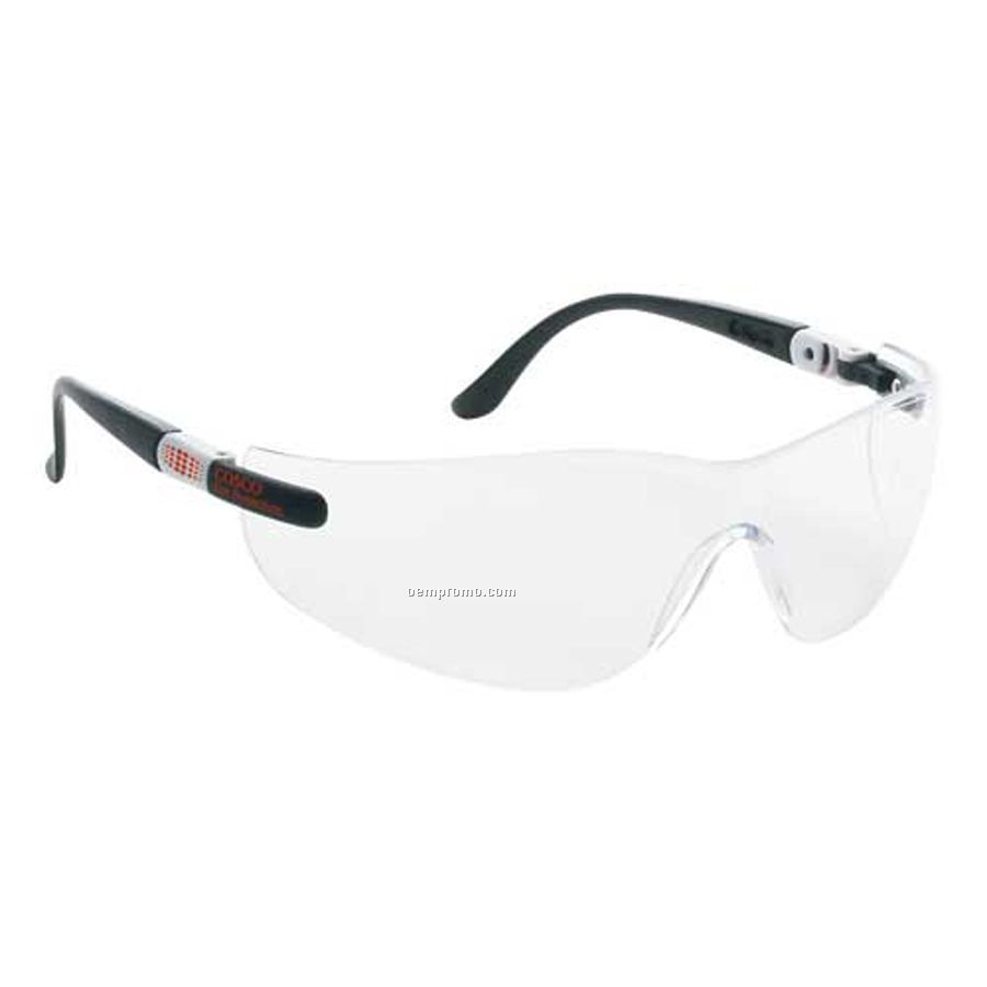 Wrap-around Safety Eyeglasses With Ratchet Temples (Clear Lens)