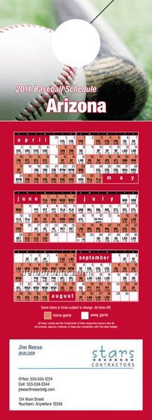 Arizona Pro Baseball Schedule Door Hanger (4" X 11")