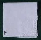 12" Ladies White Handkerchief With Decorative Border