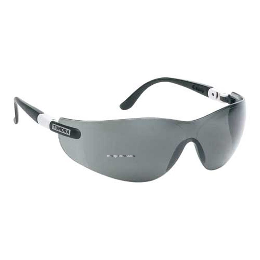 Wrap-around Safety Eyeglasses With Ratchet Temples (Gray Lens)