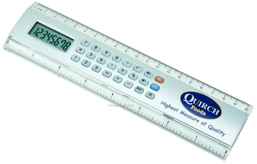 8" Ruler Calculator W/ Inch & Centimeter Markings