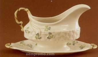 Belleek Shamrock Sauce Boat & Tray/Limited Edition - 1200 Pieces