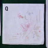 13" Ladies White Embroidered Handkerchief With Large Open Pink Rose