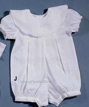 Baby Boutross White Cotton Romper With Scallop Collar (12m)