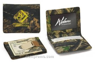 Camo Leather Front Pocket Wallet With Super Strong Clip