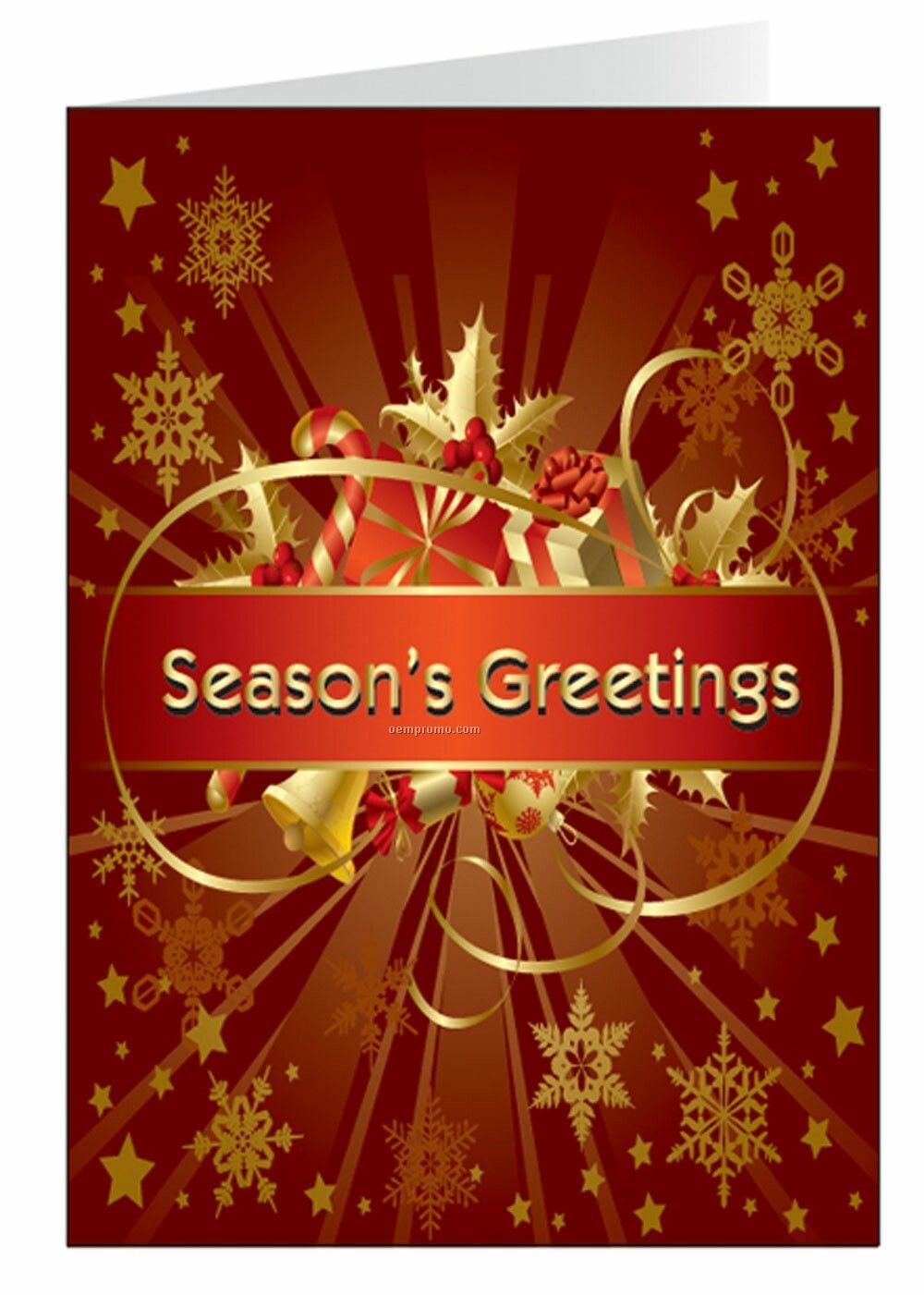 Gold Ribbon & Stars Holiday Greeting Card
