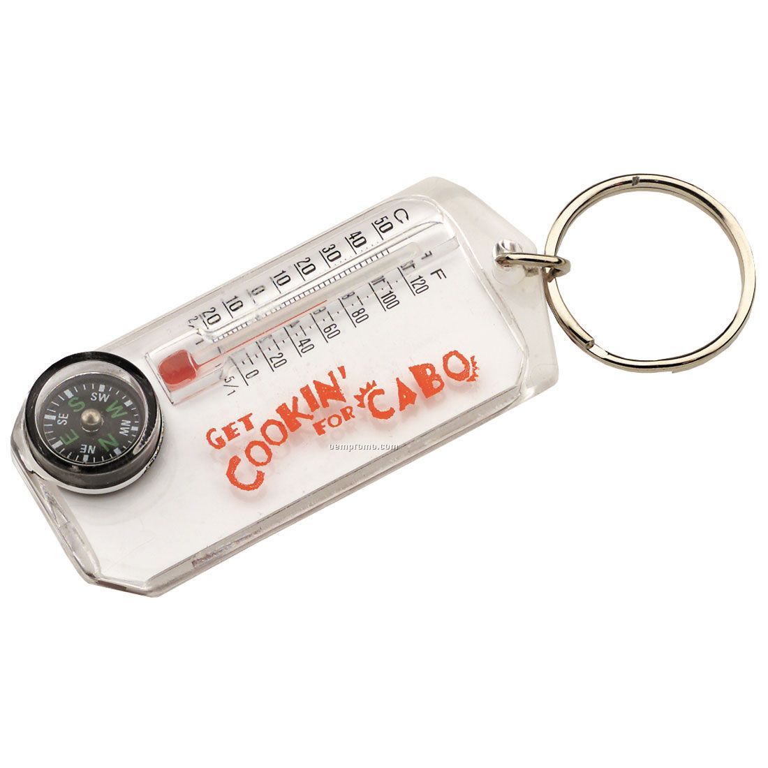 Handi Zip Temp Thermometer & Compass W/ Key Ring