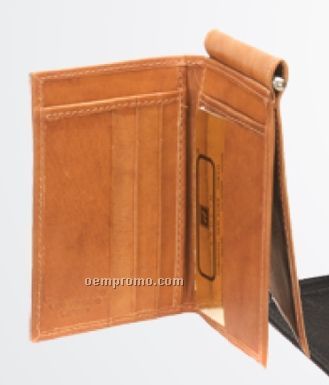 Medium Brown Cowhide Money Clip & 6 Credit Card Case