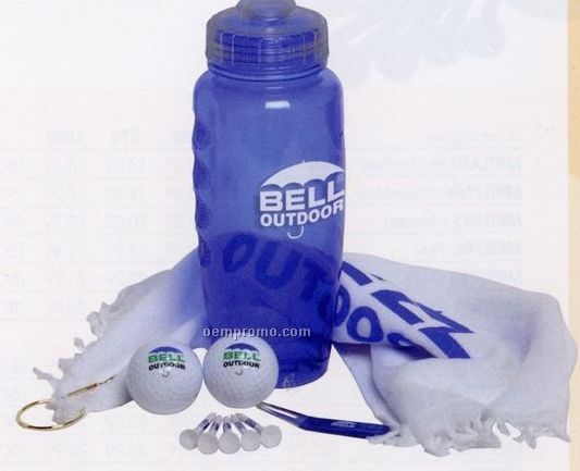 Poly Cool Bottle Golf Kit W/ 2 Authoritee Golf Balls