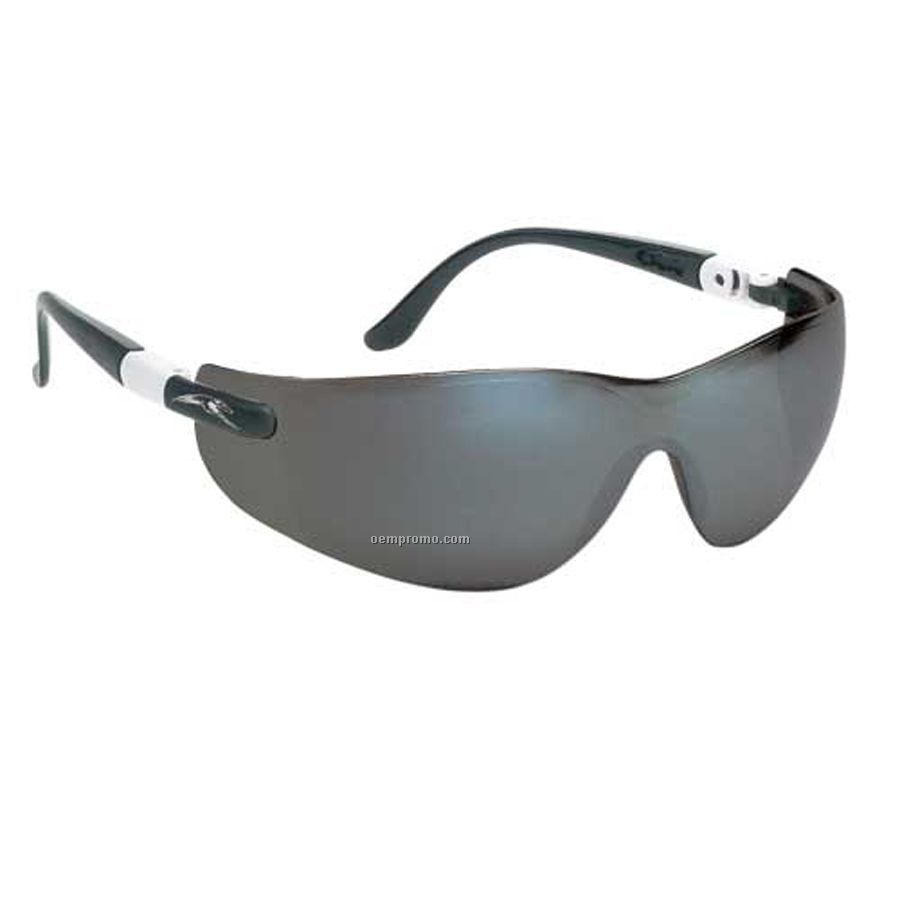 Wrap-around Safety Eyeglasses With Ratchet Temples (Silver Mirror Lens)