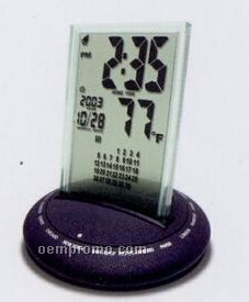 Black 3-tier World Clock W/ Thermometer