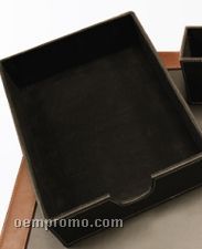 Black Cowhide Letter Size Desk Tray