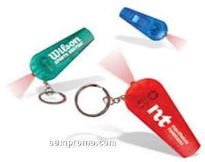 Key Ring, Whistle, & Light - Batteries Included