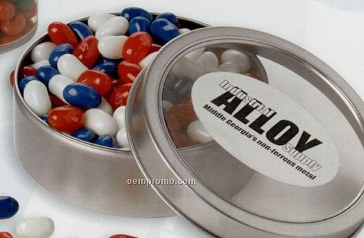 Sixlets Chocolate Candy In Round Tin W/ Clear Lid