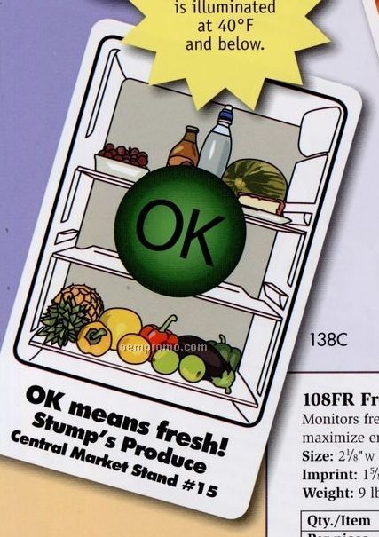 Refrigerator Food Safety Gauge & Thermometer W/ "Ok" Indicator