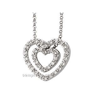14kw 1/4 Ct Tw Diamond Nested Hearts Necklace