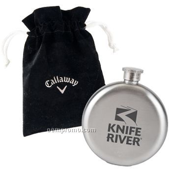 Callaway Round Brushed Stainless Hip Flask