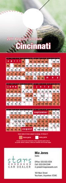 Cincinnati Pro Baseball Schedule Door Hanger (4" X 11")