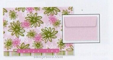 Small Boxed Thank You Note Cards - Pink And Green Floral