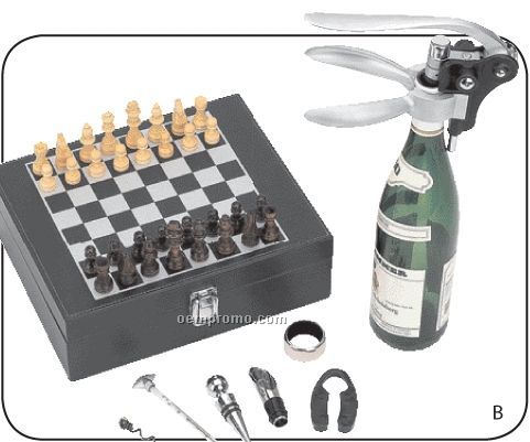 Wyndham House Wine Opener And Chess Set