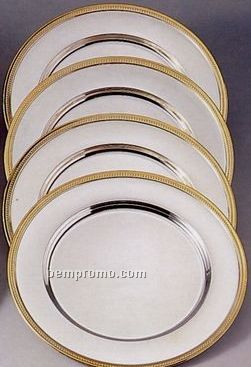 4 Piece Gold Plated/ Nickel Plated Bead Rim Charger Plate Set