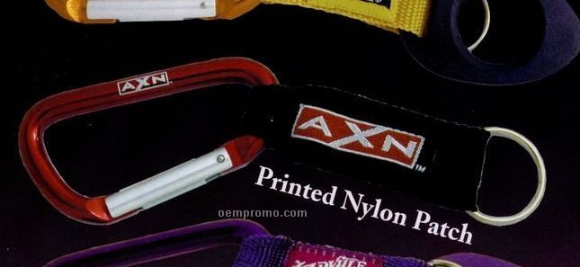 Carabiner W/ Nylon Strap & Woven Logo