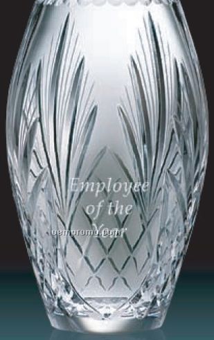 Hand Cut 24% Lead Crystal Award Vase / 10"