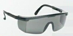 Large Single Lens Safety Glasses W/ Gray Lens & Black Frame