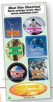Recycled Paper Environmental Sticker Sheet W/Natural Energy & Green Slogans