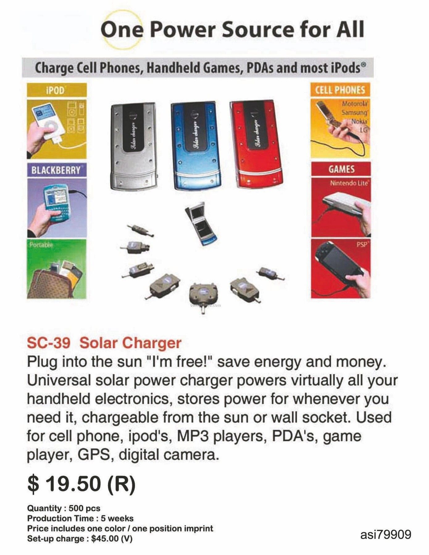 Universal Solar Charger For Iphone, Ipod, Blackberry, Android, Htc
