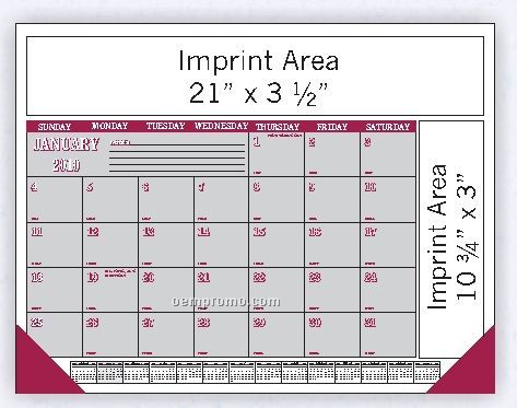 Gray / Burgundy Desk Calendar W/ Color Imprint (Order By 8/31)