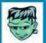 Holidays Stock Temporary Tattoo - Green Frankenstein Head (1.5"X1.5")