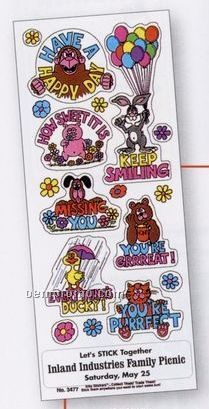 Silly Sticker Sheet With Cartoon Animals & Cheerful Slogans (3 1/2