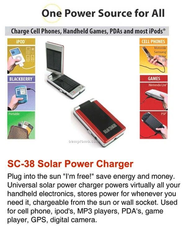 Universal Solar Charger For Iphone, Ipod, Blackberry, Android, Htc