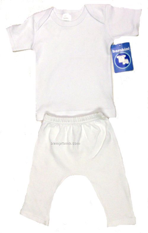 White Interlock Short Sleeve Lap T-shirt & Long Pants Set